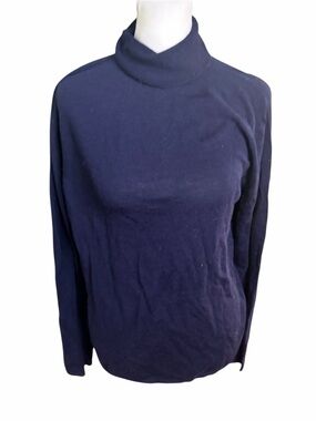 Ines de la Fressange + Uniqlo Classic Women's Navy Turtleneck Sweater w/Red Hem